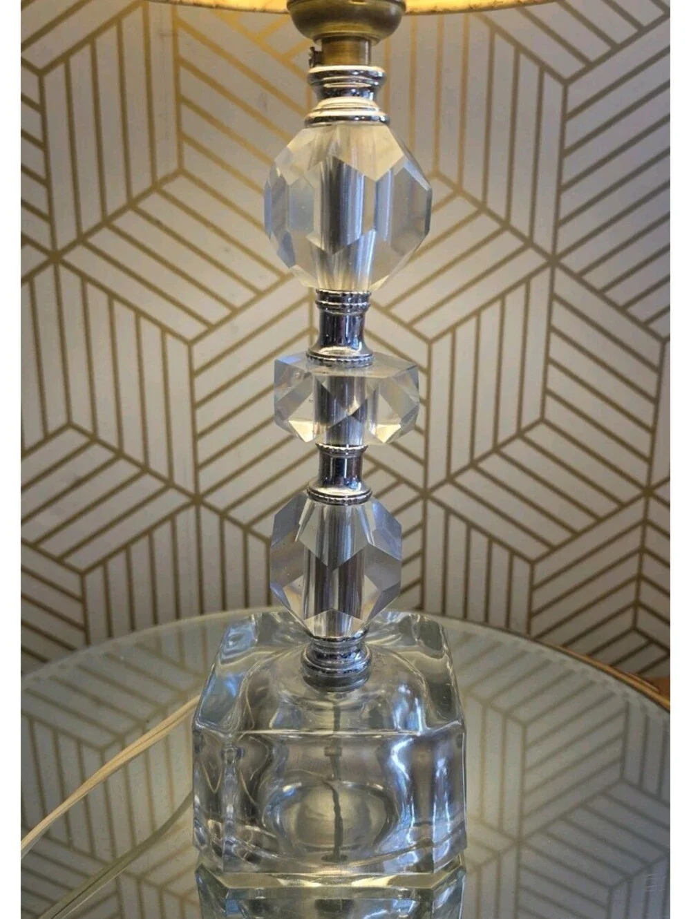 Vintage Bedroom Boudoir Petite Stacked Crystal Lamp 12.5